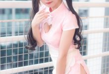 粉色旗袍美女爆乳事业线性感美女cos图片-亿套图