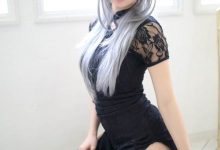 性感cos美女黑色蕾丝旗袍性感美腿诱惑写真-亿套图