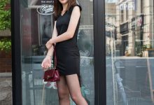 SIW斯文传媒 韩版黑色紬缎裙摆不对称连衣裙 - 芳榕 [63P]-亿套图