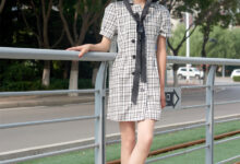 SIW斯文传媒 014 法式黑白方格翻领小清新裙 - 丽莉 [58P-121M]-亿套图