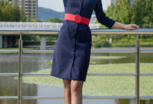 SIW斯文传媒 051 东航工装制服帽子丝巾套裙四件套 - 思琪 [67P-163M]-亿套图