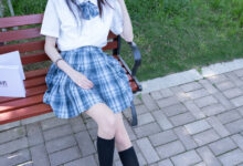 [BoBoSocks袜啵啵]NO.007 稚予-JK制服、皮鞋、黑色中筒棉袜、肉丝[143P+1V／3.48GB]-亿套图