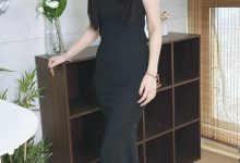 丝韵摄影 NO.3382 小意 香槟色新中式改良旗袍裙-亿套图