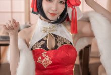 源纱希喵喵喵 – NO.039 柴郡红色旗袍-亿套图